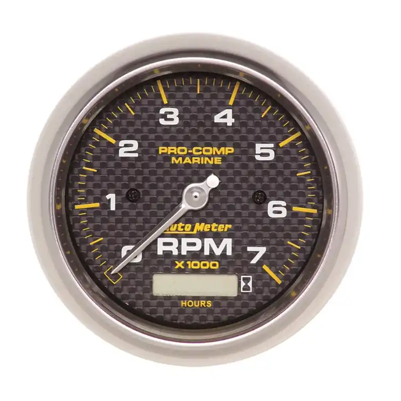 Autometer Marine Carbon Fiber Ultra-Lite 3-3/8in 7K RPM w/Hourmeter Tachometer Gauge (ATM200890-40)