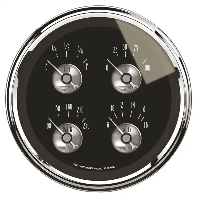 AutoMeter Gauge Quad 5in. 0 Ohm(e) to 90 Ohm(f) Elec Prestige Blk. Diamond (ATM2012)