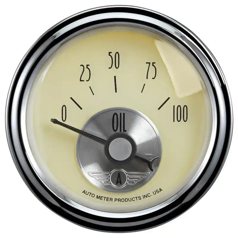Autometer Prestige Series 2-1/16in 100 PSI Oil Presse Gauge (Antique Ivory) (ATM2027)