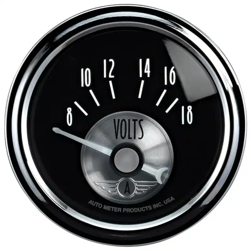 Autometer Prestige Series Black 2-1/16in 8-18V Short Sweep Electronic Voltmeter Gauge (ATM2093)