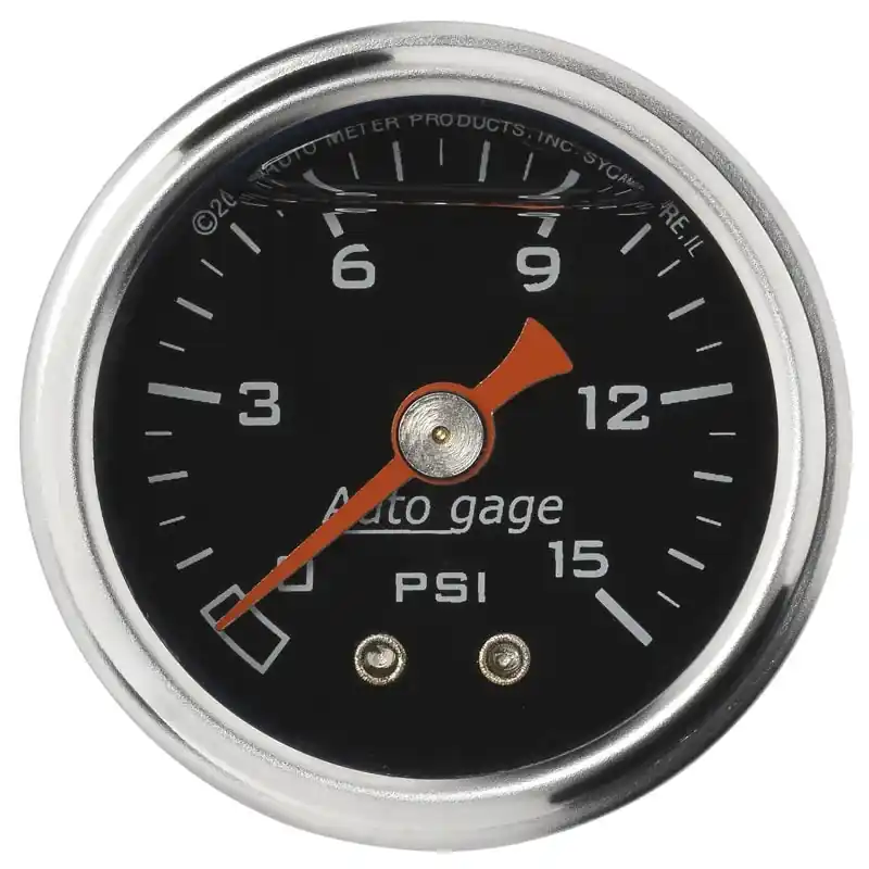 Autometer AutoGage 1.5in Liquid Filled Mechanical 0-15 PSI Fuel Pressure Gauge - Black (ATM2172)
