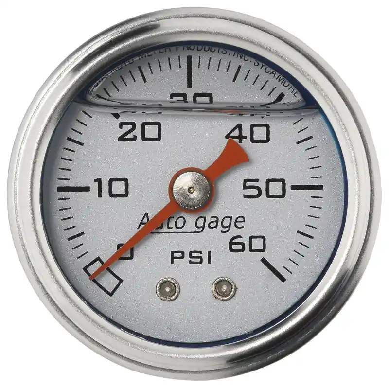 Autometer AutoGage 1.5in Liquid Filled Mechanical 0-60 PSI Fuel Pressure Gauge - Silver (ATM2179)