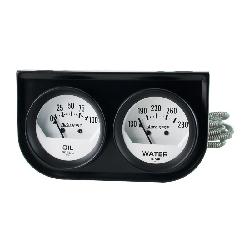 AutoMeter Gauge Console Oilp/Wtmp 2in. 100PSI/280 Deg. F Wht Dial Blk Bzl Autogage (ATM2323)
