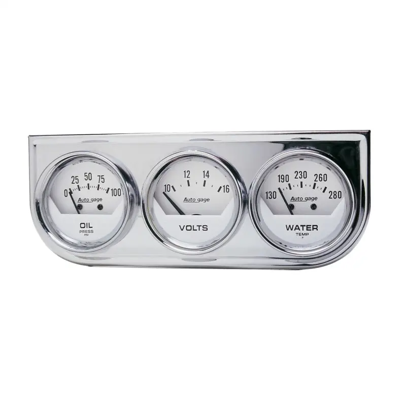 Autometer AutoGage 2in 0-100 PSI Oil Press/ 16 Volt / 130-280 Deg Water Temp - Chrome Bezel (ATM2325)