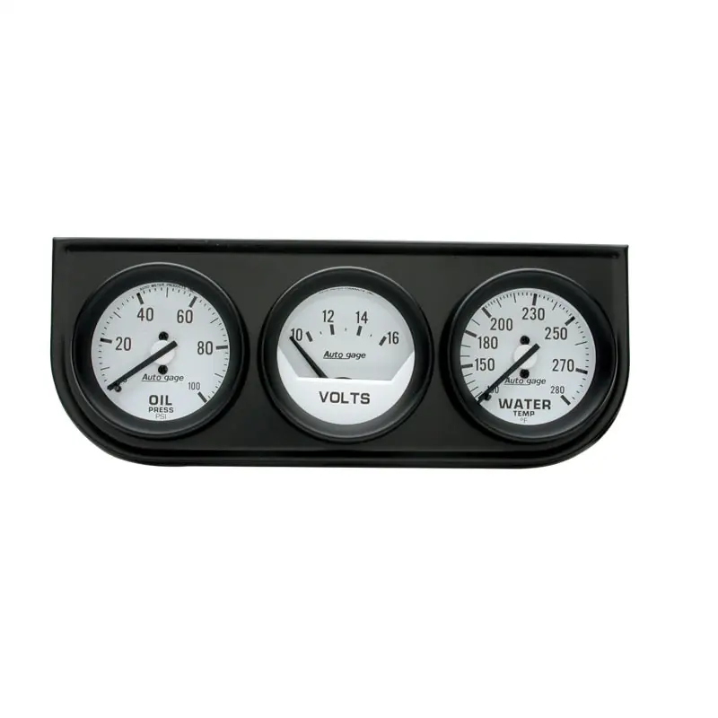 Autometer AutoGage 3-Gauge Console 52.4mm Mech 0-100 PSI Oil Press/ 10-16 V / 100-280 Deg Water Temp (ATM2327)