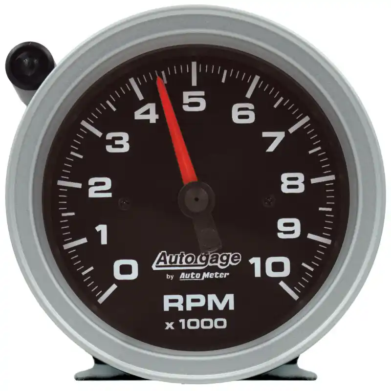 AutoMeter Tachometer Gauge 10K RPM 3 3/4in Pedestal w/Ext. Shift-Light - Black Dial/Black Case (ATM233908)