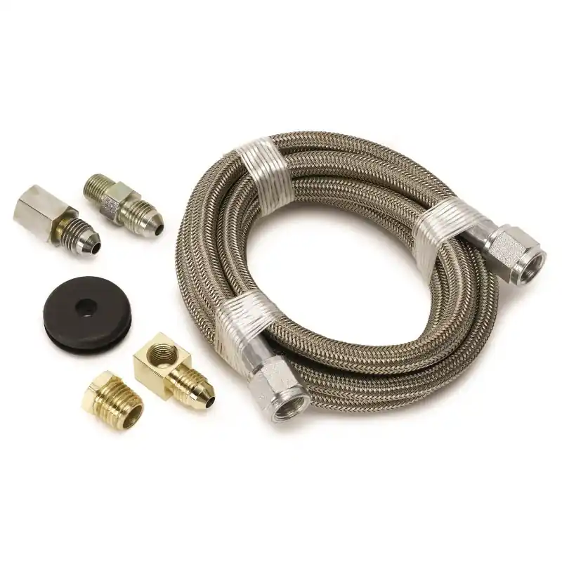 Autometer #4 Braided SS Line (-4AN) 6ft -4AN and 1/8in NPTF Fittings (ATM3228)