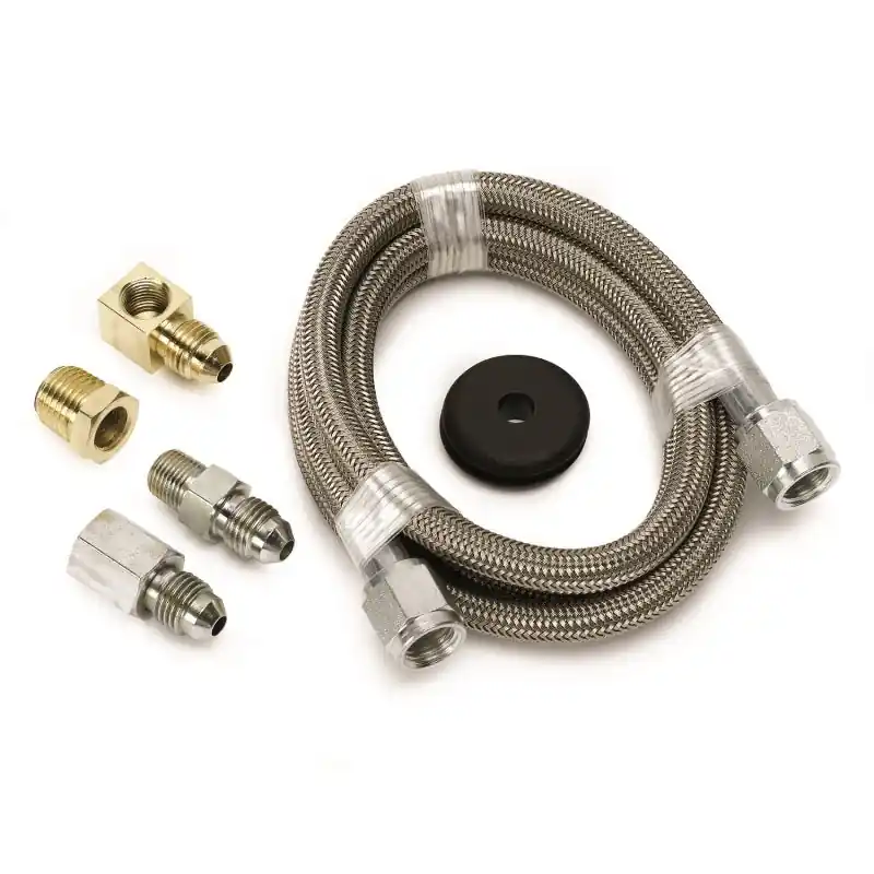 Autometer #4 Braided SS Line (-4AN) 4ft 3/16in ID Fittings (ATM3229)
