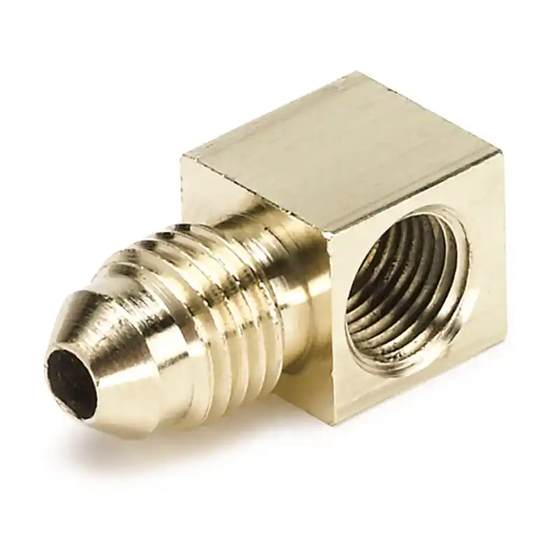 Autometer 1/8 NPTF Female to-4AN Male Pressure Gauge Adaptor 90 Deg (Brass) (ATM3271)