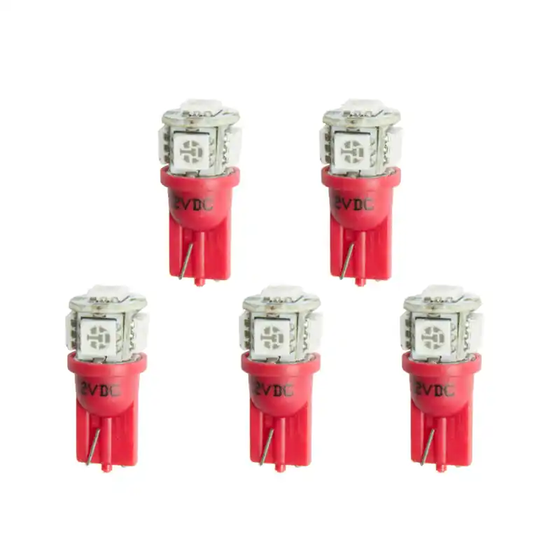 Autometer Red LED Replacement T3 Wedge Bulb Kit - Pack of 5 (ATM3284-K)