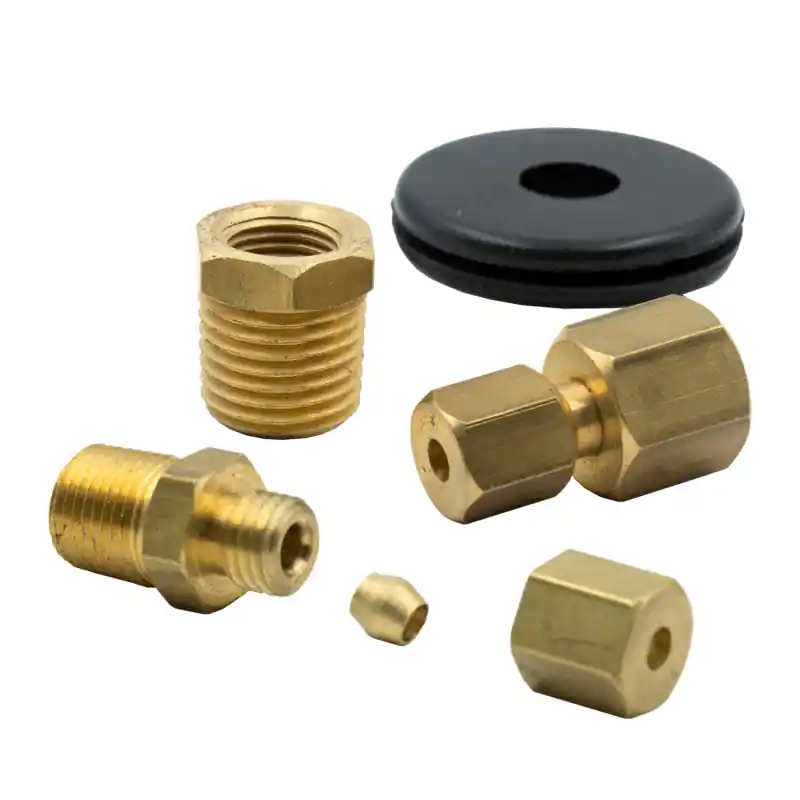Autometer 1/8in NPTF Compression to 1/8in Line Brass Fitting Kit (ATM3290)