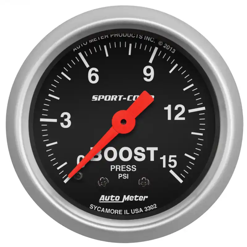 Autometer 2-1/16in 0-15 PSI Mechanical Sport-Comp Boost Pressure Gauge (ATM3302)