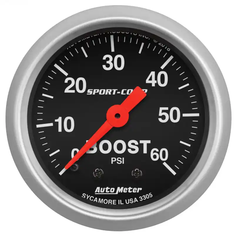 AutoMeter 2-1/16in 0-60 PSI Mechanical Sport-Comp Boost Pressure Gauge (ATM3305)