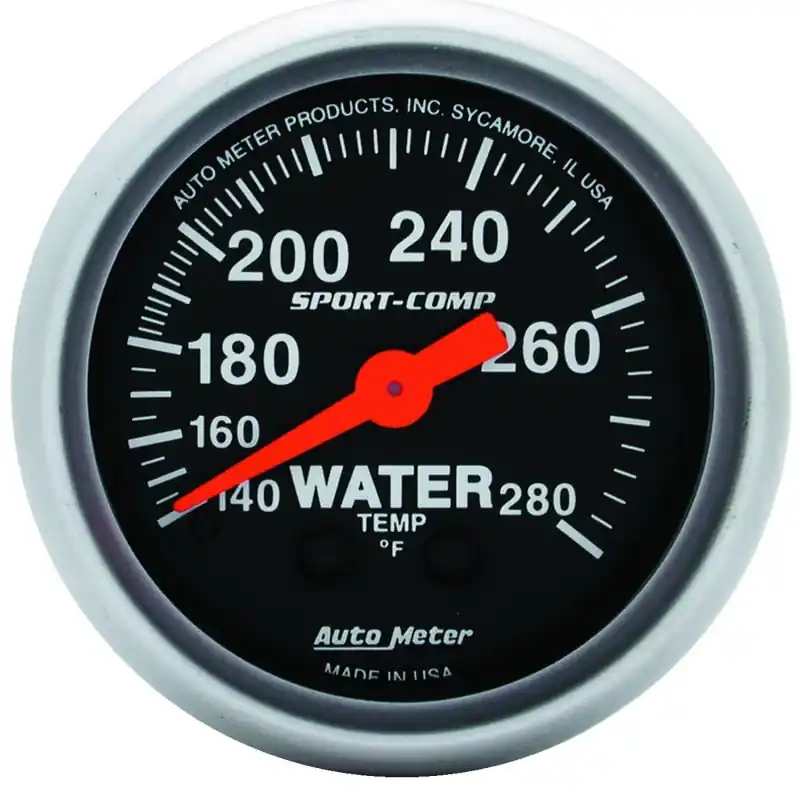 Autometer 2-1/16in 140-280 Degree F Mechanical Water Temp Sport-Comp Gauge (ATM3331)