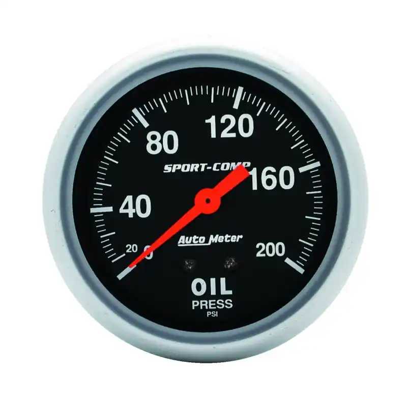 Autometer 2-5/8in 200 PSI Mechanical Sport-Comp Oil Pressure Gauge (ATM3422)