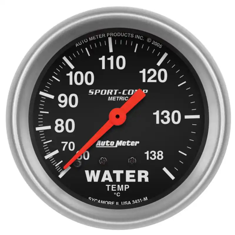 Autometer 2-5/8in 60-140 Degree C Mechanical Water Temperature Sport-Comp Gauge (ATM3431-M)