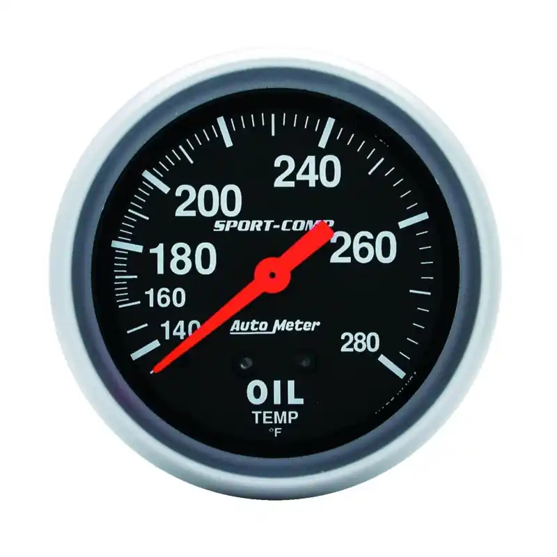 Autometer 2-5/8in 140-280 Degree F Mechanical 12ft Oil Temp Sport-Comp Gauge (ATM3443)