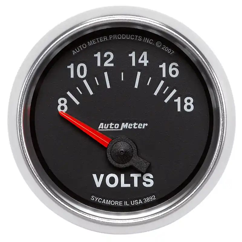 Autometer GS 52mm 8-18 Volts Short Sweep Electronic Voltmeter Gauge (ATM3892)