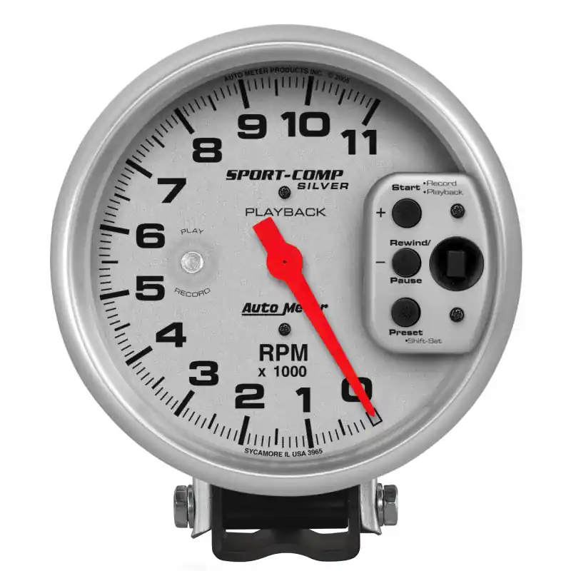 Autometer Ultra-Lite 5in Pedestal Playback Tachometer 0-11000 RPM (ATM3965)