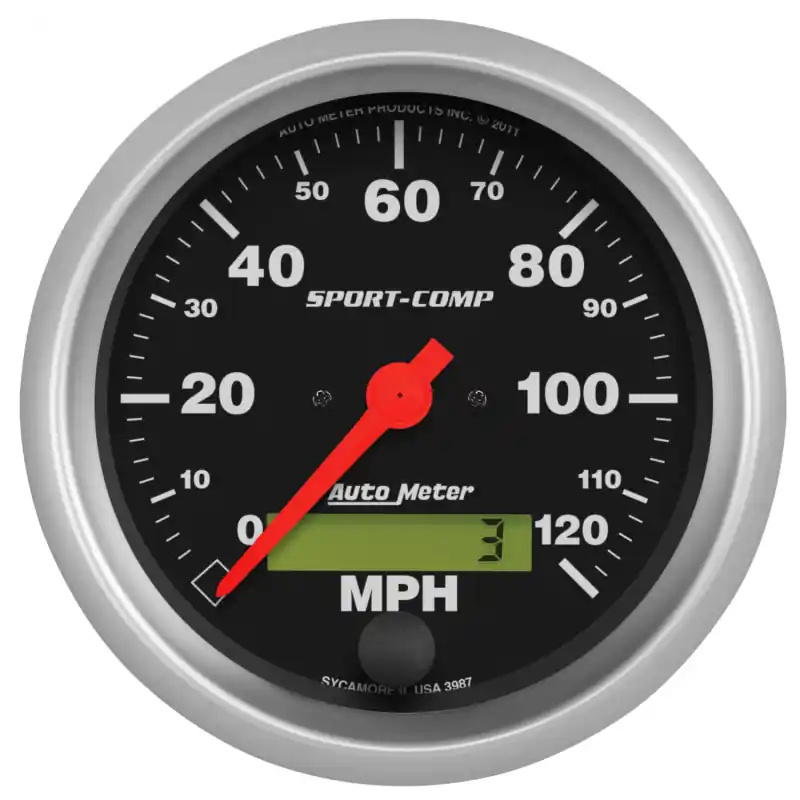 Autometer Sport-Comp 3-3/8 inch 120 MPH Electronic Speedometer Gauge (ATM3987)