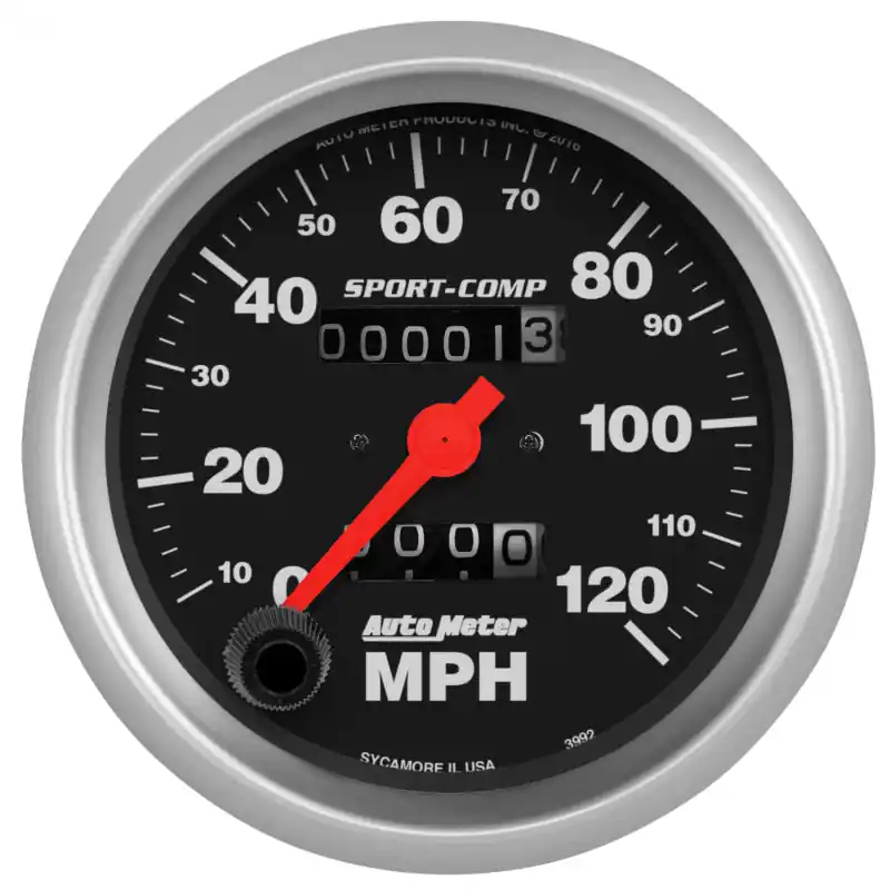 Autometer Sport-Comp 3-3/8 inch 120 MPH Mechanical Speedometer (ATM3992)