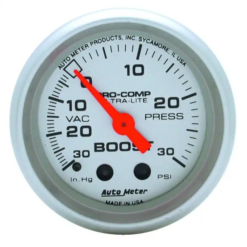 Autometer Ultra-Lite 52mm 30 PSI Mechanical Boost Gauge (ATM4303)