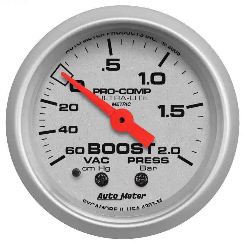 Autometer Ultra-Lite 52mm 60cm/HG-2.0Bar Mechanical Vacuum/Boost Gauge (ATM4303-M)