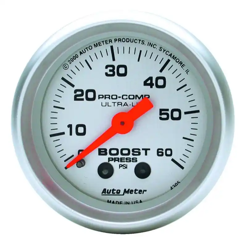 Autometer Ultra-Lite 52mm 60 PSI Mechanical Boost Gauge (ATM4305)