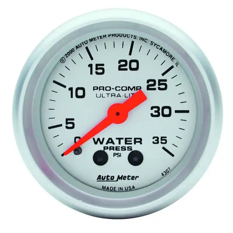 Autometer Ultra-Lite 52mm 35 PSI Mechanical Water Pressure Gauge (ATM4307)