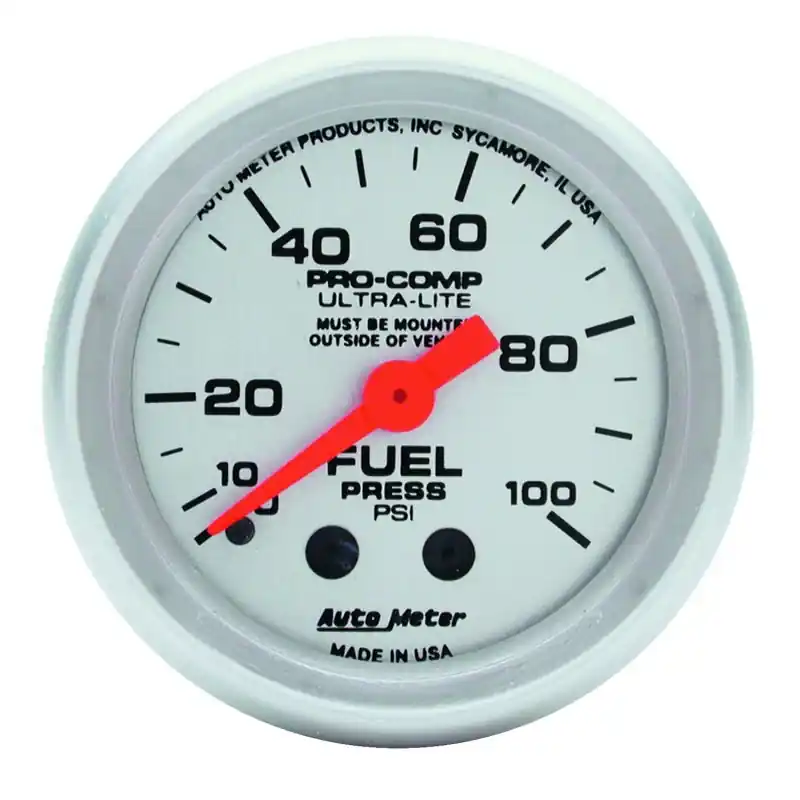 Autometer Ultra-Lite 52mm 0-100 PSI Mechanical Fuel Pressure Gauge (ATM4312)