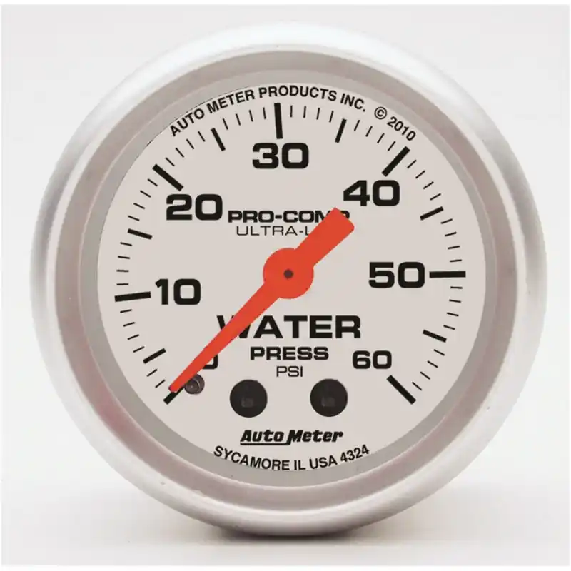 Autometer Ultra-Lite 52mm 60 PSI Mechanical Water Pressure Gauge (ATM4324)
