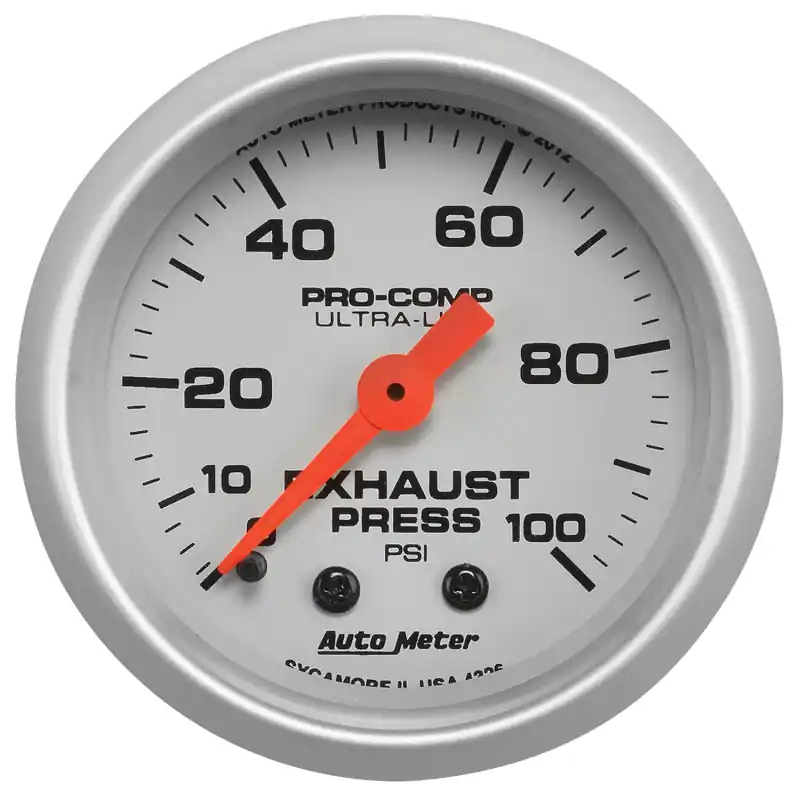 Autometer Ultra-Lite 52mm 0-100 PSI Mechanical Exhaust Pressure Gauge (ATM4326)