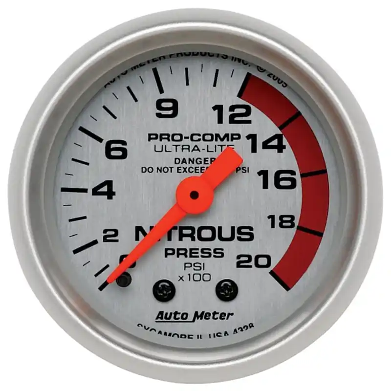 Autometer Ultra-Lite 52mm 2000 PSI Mechanical Nitrous Pressure Gauge (ATM4328)