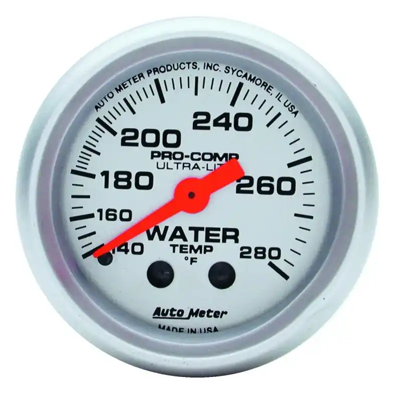 Autometer Ultra-Lite 52mm 140-280 Deg F Mechanical Water Temp Gauge - White (ATM4331)