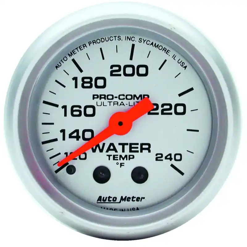 Autometer Ultra-Lite 52mm 120-240 Deg F Mechanical Water Temp Gauge (ATM4332)