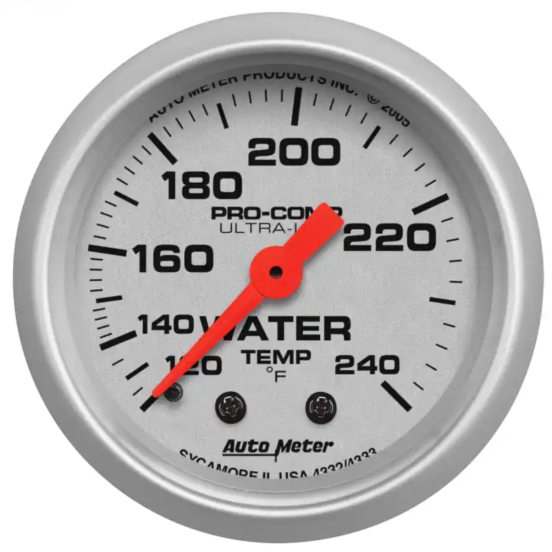 Autometer Ultra-Lite 52mm 120-240 Deg F Mechanical Water Temp Gauge 12in Tubing (ATM4333)