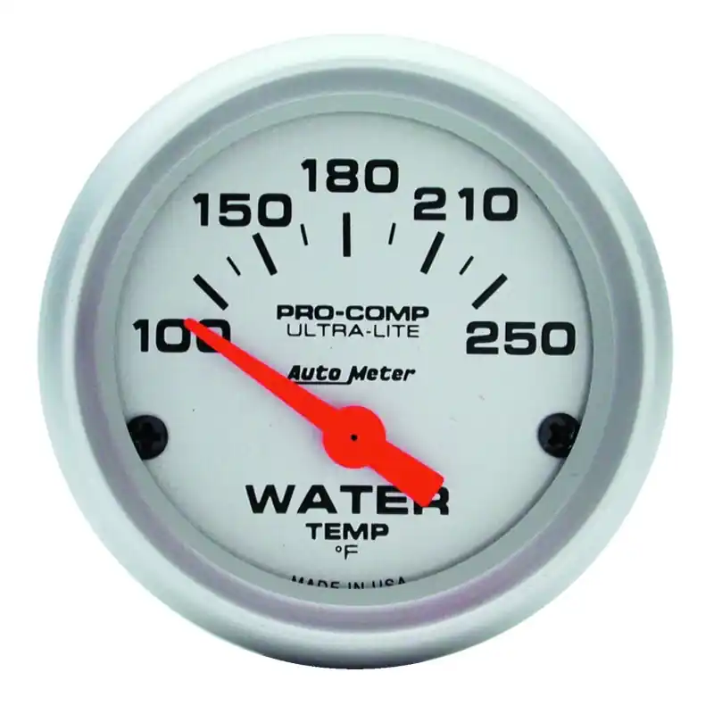 Autometer Ultra-Lite 52mm 100-250 Deg F Short Sweep ElectricWater Temp Gauge (ATM4337)