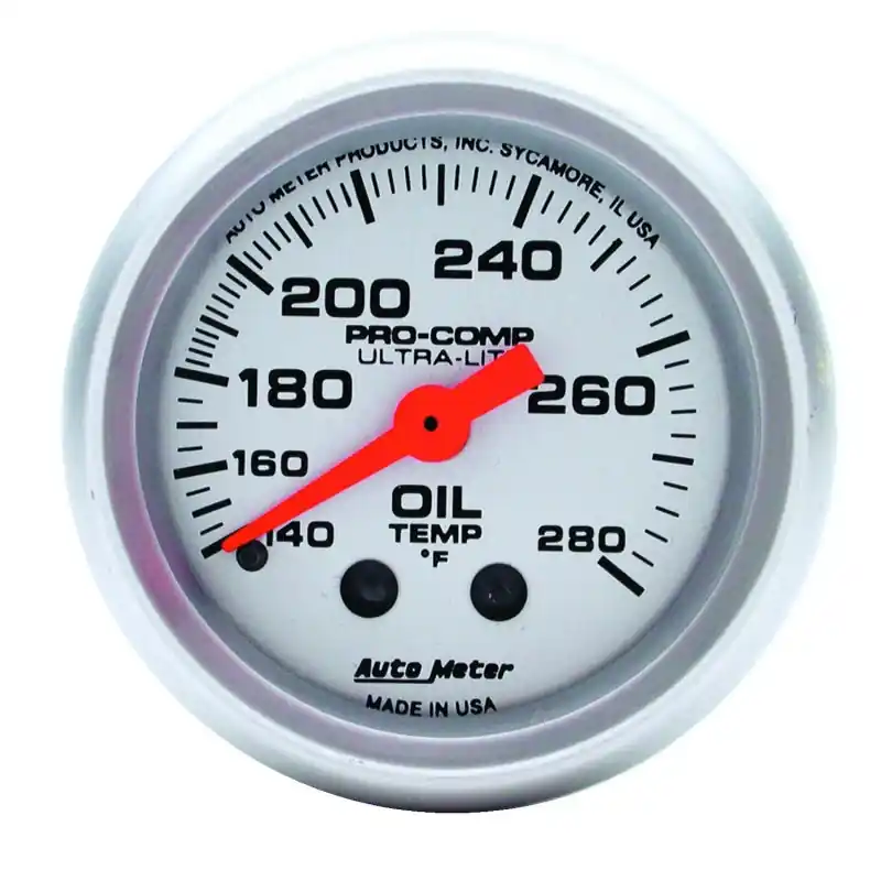 Autometer Ultra-Lite 52mm 140-280 Deg F Mechanical Oil Temp Gauge (ATM4341)