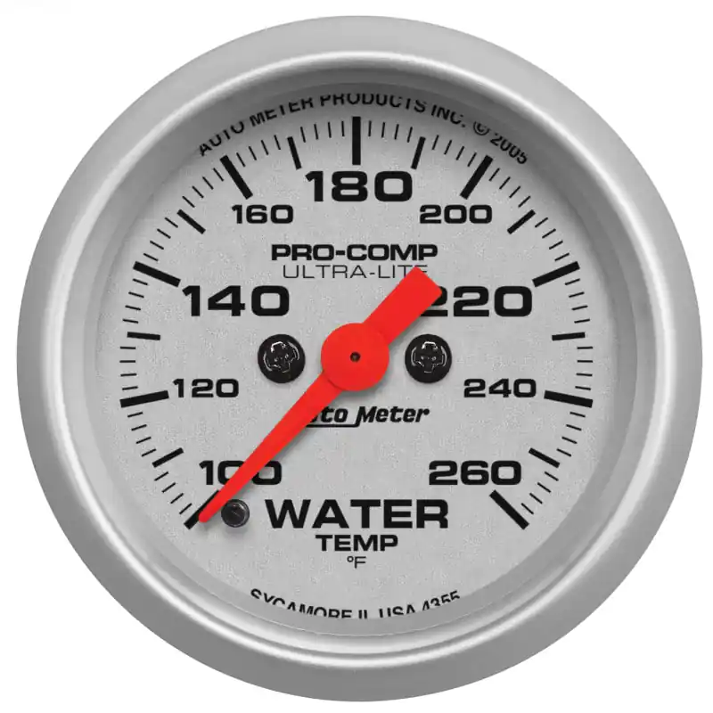 Autometer Ultra-Lite 52mm 100-260 degree F Full Sweep Electronic Water Temperature Gauge (ATM4355)