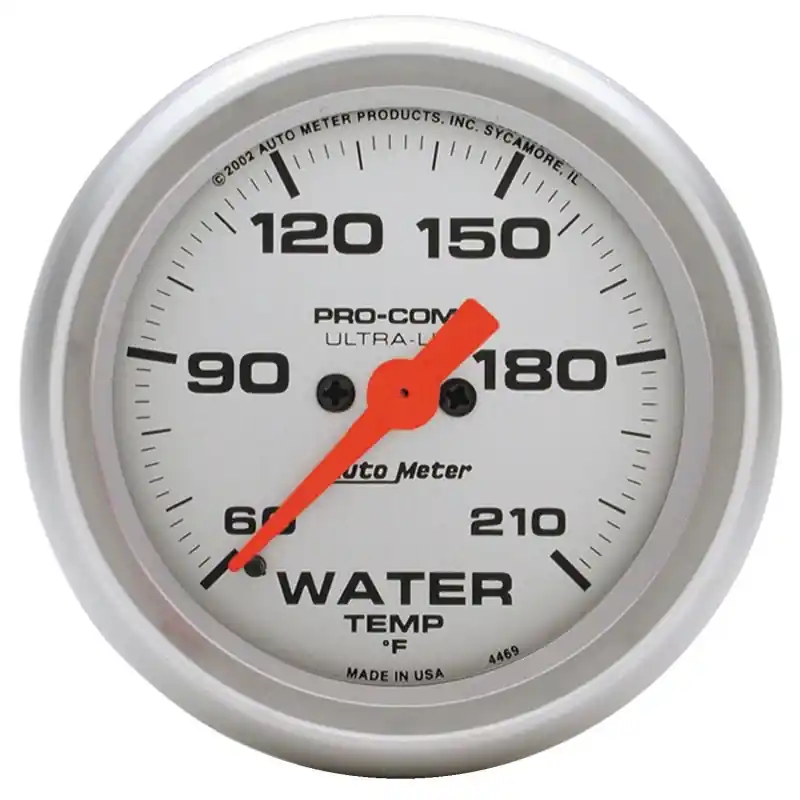 Autometer Ultra-Lite 52mm 60-210 Deg F Electronic Water Temp Gauge (ATM4369)