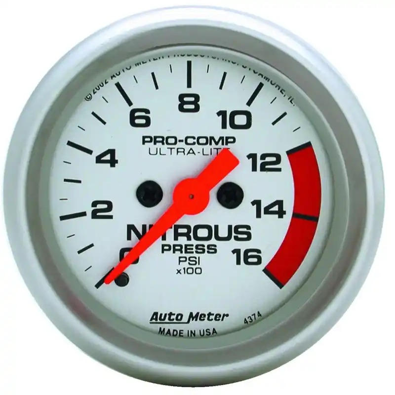 Autometer Ultra-Lite 52mm FSE 0-1600 PSI Nitrous Pressure Gauge (ATM4374)
