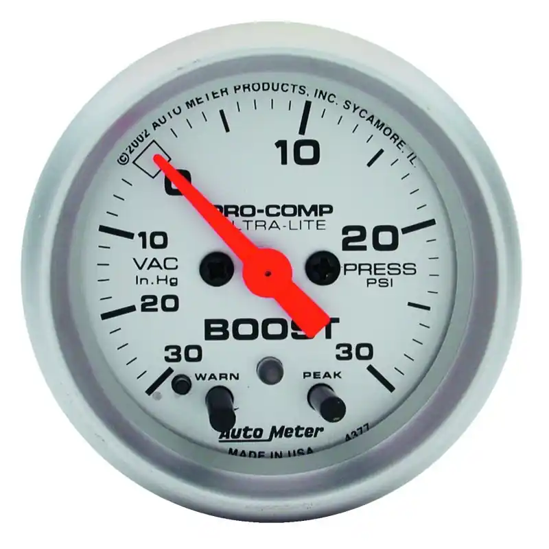 Autometer Ultra-Lite 52mm 15 PSI Electronic Boost Gauge w/ Peak & Warn (ATM4376)