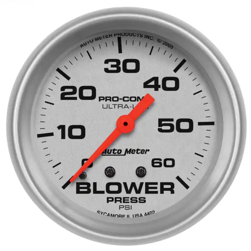 Autometer Ultra-Lite 2-5/8in Blower Pressure Gauge - 60PSI / Mechanical (ATM4402)