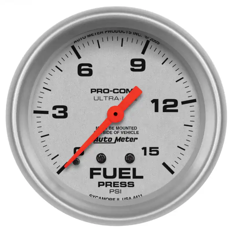 Autometer Ultra-Lite 2 5/8inMechanical Fuel Presure Gauge 15psi (ATM4411)