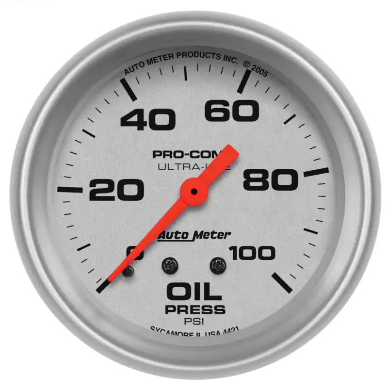 Autometer Ultra-Lite 66.7mm Mechanical 0-100 PSI Oil Pressure Gauge (ATM4421)