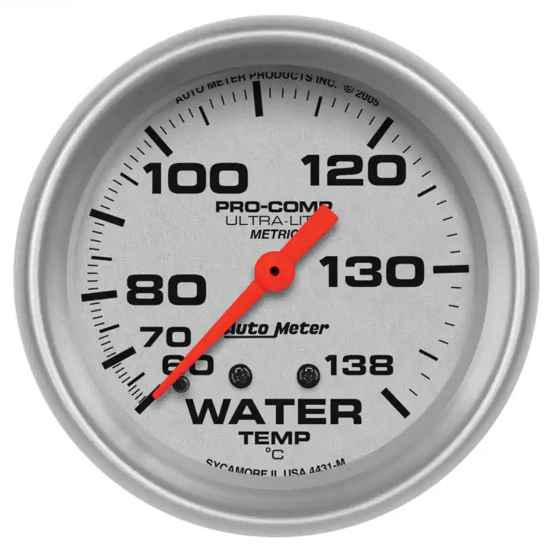 Autometer Ultra-Lite 66.7mm Mechanical 60-140 Degree C Water Temperature Gauge w/ 6in Tubing (ATM4431-M)