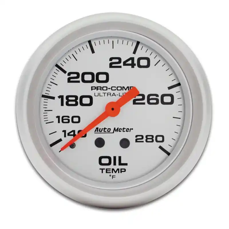 Autometer Ultra-Lite 66.7mm Mechanical 140-280 Degree F Oil Temperature Gauge w/ 6in Tubing (ATM4441)