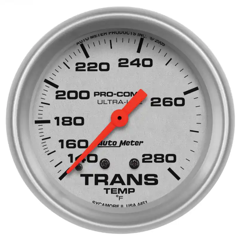 Autometer Ultra-Lite 66.7mm Mechanical 140-280 Degree F Transmission Temperature Gauge (ATM4451)