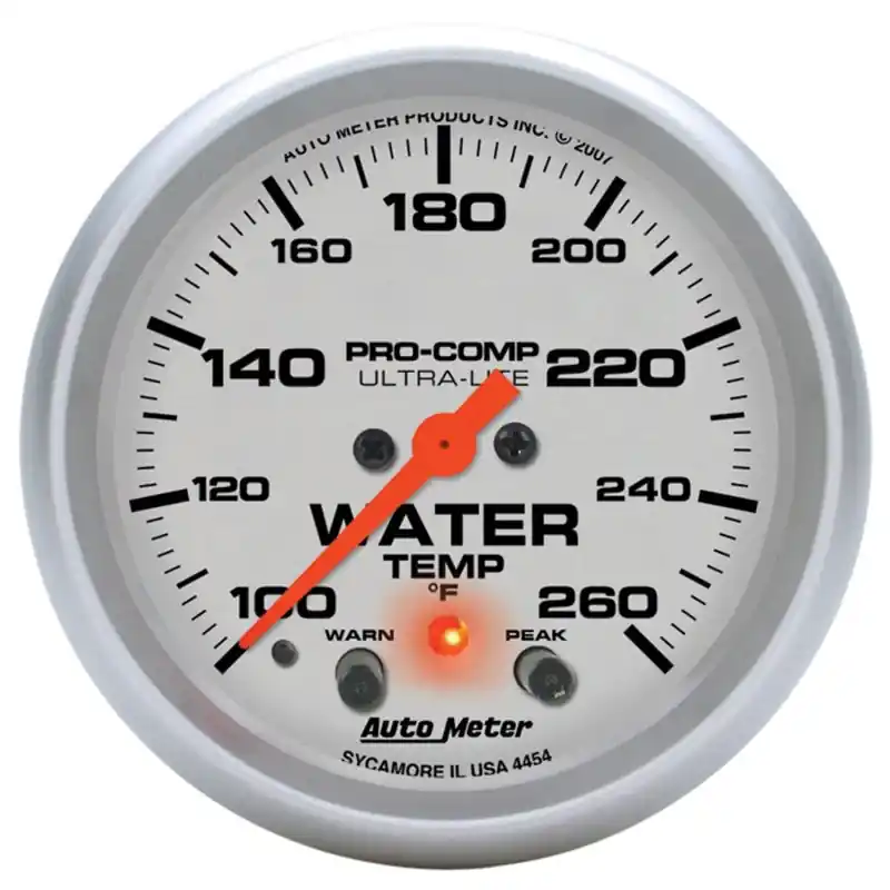 Autometer 66.7mm 100-260 degree F Full Sweep Electronic w/ Peak and Warning Water Temperature Gauge (ATM4454)