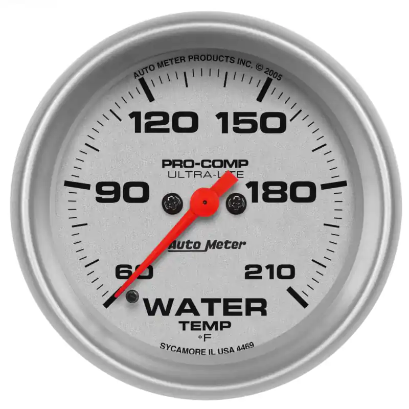 Autometer Ultra-Lite 66.7mm Full Sweep Electronic 60-210 Degree F Water Temperature Gauge (ATM4469)